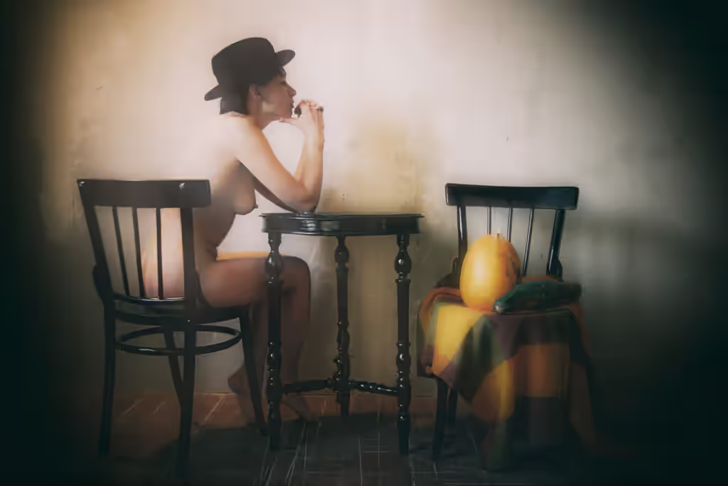 Woman with Pumpkins